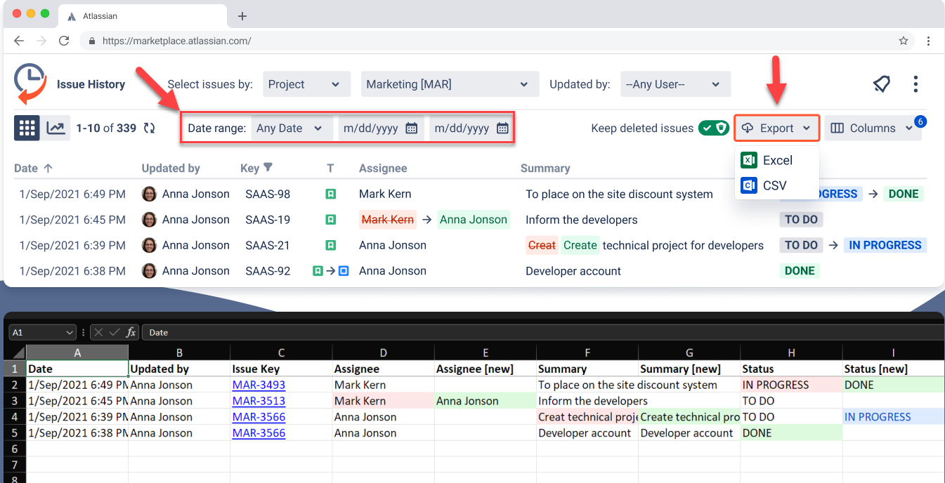 How to export issue history for audit trail.png